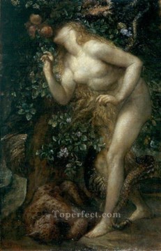  symbolist Oil Painting - Eve Tempted symbolist George Frederic Watts